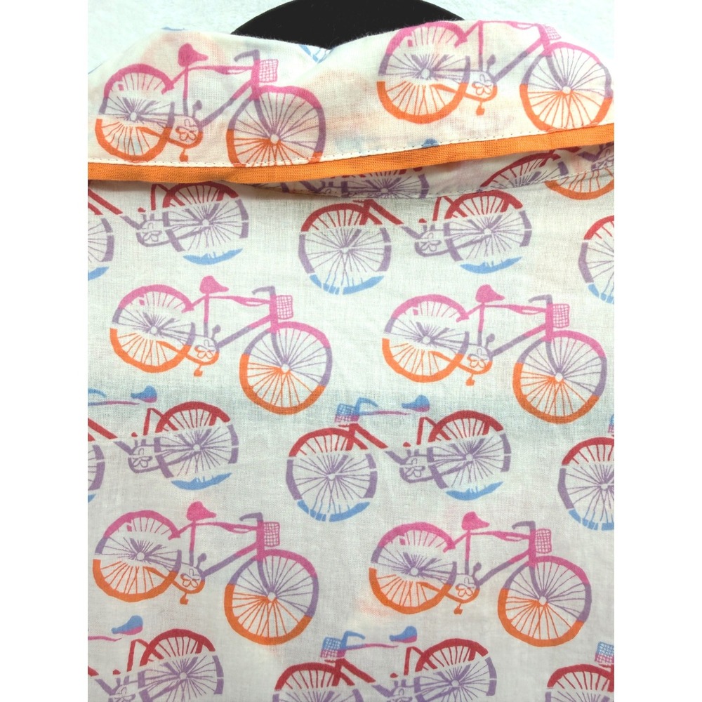 Rock Flower Paper Cotton Nightshirt XL Bicycle Print Sleep Shirt Lounge Relax - Picture 5 of 7